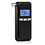 FFtopu Breathalyzer, Accurate Portable Digital Breath Alcohol Tester with Blue Backlight LCD Display for Personal & Professional Use with 5 Mouthpieces