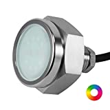 HUSUKU RS2 RGB Underwater Drain Plug Light for Boat, 12LED 2INCH 2000LM 48W, IP68 Waterproof, 316L Stainless Steel 1/2' NPT Marine Color Change LED Plug Lights for Fishing Boat Yacht Pontoon
