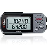 3DTriSport Walking 3D Pedometer with Clip and Strap, Free eBook | 30 Days Memory, Accurate Step Counter, Walking Distance Miles/Km, Calorie Counter, Daily Target Monitor, Exercise Time (Grey/Black)