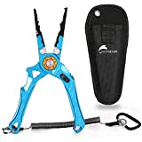 Fishing Pliers, Hathever Upgraded Saltwater Resistant Fishing Gear with Safety Lock, 7.6 Inch Hook Remover Split Ring Pliers with Sheath and Lanyard, Tungsten Carbide Cutters