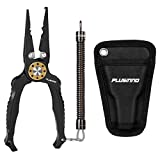 PLUSINNO 8 Inch Fishing Pliers, 6061Aluminum Muti-Function Fishing Tools, Split Ring Pliers Hook Removers, Saltwater Resistant Fishing Gear Accessories with Lanyard & Sheath, Fishing Gifts for Men