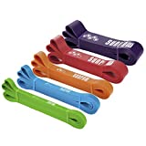 SUNPOW Pull Up Assistance Bands - Set of 5 Resistance Heavy Duty Workout Exercise Crossfit Stretch Fitness Bands Assist Set for Body, Instruction Guide and Carry Bag Included