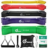 Odoland 5 Packs Pull Up Assist Bands, Pull Up Straps, Resistance Bands with Door Anchor and Handles, Stretch Mobility, Powerlifting and Extra Durable Exercise Bands with eGuide