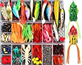 375pcs Lifelike Freshwater Fishing Lures Kit Fishing Tackle Box,2 Big Frogs Grasshopper Lures,Plopping Minnow,Artificial Bait Fishing Spoons Saltwater Pencil Bait for Bass Trout Bass Salmon as Gift