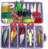 XTON 78Pcs Fishing Lures Kit Set for Freshwater Bait Tackle Kit for Bass Trout Salmon Tackle Box Including Spoon Lures Soft Plastic Worms Crankbait Jigs Fishing Hooks Topwater Lures