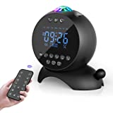 Digital Alarm Clock, Alarm Clock with Star Projector for Bedroom, Dual Alarm Clock with Bluetooth, Snooze, 14 Soothing White Noise, Remote Control, Rechargeable Alarm Clock for Adults and Kids
