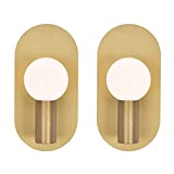 YEEZEMA Set of 2 Modern Wall Sconce Gold Mid-Century Brushed Stainless Steel Oval Art Wall Mounted Lighting Fixture for Bedroom Living Room Bathroom