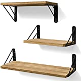 BAYKA Wall Shelves for Bedroom Decor, Floating Wall Shelves for Living Room Kitchen Storage, Wall Mounted Rustic Wood Floating Shelves for Kids Books, Small Shelf for Bathroom, Office, Laundry Room