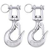 Slip Hooks, Lsqurel 3/16 304 Stainless Steel Chain Hook Clevis Hook Safety Hook Winch Hook for Chain, Cable etc (Capacity 330lb)