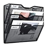 PAG Hanging Wall File Holder Mail Organizer Wall Mount Document Letter Rack, 3-Tier, Black