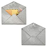 YoleShy Galvanized Mail Organizer Wall Mount Mail Holder Set of 2, Metal Envelope Wall Hanging File Folder Holder, Galvanized Mail Holder, Wall Organizers and Storage for Mail, Letter, Magazine