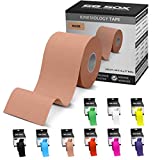 SB SOX Original Cotton Kinesiology Tape (16ft Uncut Roll) – Best Latex Free, Water Resistant Tape for Muscles/Joints – Perfect for Any Activity – Easy to Apply/Use, Works Great! (Nude)