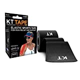 KT Tape Original Cotton Elastic Kinesiology Therapeutic Athletic Tape, 20 Precut 10 inch Strips, Black, Latex Free, Breathable, Pro & Olympic Choice (KTT-AW-Black)
