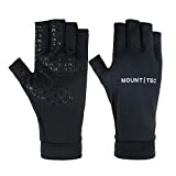 Mount Tec Non-Slip Outdoor Fingerless Gloves UV Protective UPF50+ Summer Sun Glove for Men Women Fishing Cycling Hiking Driving Kayaking (Black, Small)
