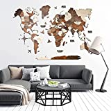 3D Wood World Map Wall Art Large Wall Décor - World Travel Map - Any Occasion Gift Idea - Wall Art For Home & Kitchen or Office (X-Large, Multicolored)