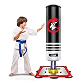 Dripex Adult & Kids Freestanding Punching Bag Heavy Boxing Bag with Suction Cup Base - Free Stand Kickboxing Bags Kick Punch Bag (47' Black)