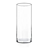 CYS Excel Clear Glass Cylinder Vase (H:12' D:4') | Multiple Size Choices Glass Flower Vase Centerpieces | Hurricane Floating Candle Holder Vase