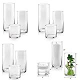 Set of 12 Glass Cylinder Vases 4 from Each Size 4, 8, 10 Inch Tall – Multi-use: Pillar Candle, Floating Candles Holders or Flower Vase – Perfect as a Wedding Centerpieces.