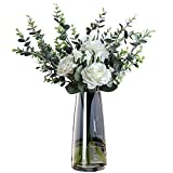 Ins Modern Glass Vase Irised Crystal Clear Glass Vase for Home Office Decor (Crystal Grey)