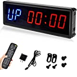 BTBSIGN LED Interval Timer Count Down/Up Clock Stopwatch with Remote for Home Gym Fitness (Two Blue+Four Red)