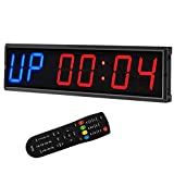 BTBSIGN LED Interval Timer Count Down/Up Clock Stopwatch (Two Blue+Four Red)