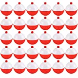 Coopay 60pcs lot Hard ABS Fishing Bobbers Set Snap on Red/White Float Bobbers Push Button Round Buoy Floats Fishing Tackle Accessories, 1 Inch