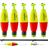 THKFISH Fishing Bobbers 5PCS EVA Foam Floats Red/Yellow Snap-On Spring Fishing Buoy Weighted Snag On Cigar Float for Crappie 3in