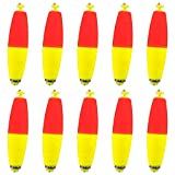 Dr.Fish 10 Pack Cigar Fishing Bobbers Weighted Snap-on Floats EVA Foam Fishing Corks Floaters Bass Trout Crappie Panfish Fly Sea Boat Fishing Red Yellow