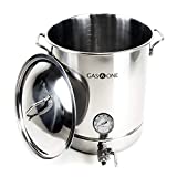 GasOne BS-40 10 Gallon Stainless Steel Kettle Pot Pre Drilled 4 PC Set 40 Quart Tri Ply Bottom for Beer Includes Lid, Thermometer, Ball Valve Spigot-Home Brewing Supplies, QT