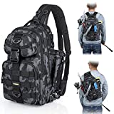 PLUSINNO Fishing Tackle Backpack Storage Bag，Fishing Gear Bag，Water-Resistant Fishing Backpack with Rod Holder