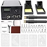 Professional Wood Burning Kit, Wandart 60W Wood Burning Tool Pyrography Kit with Dual Wood Burner 20 Woodburning Wire Nibs Tips including Ball Tips and 5PCS Stencils