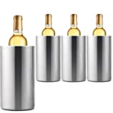 Jolitac 4 Pack Wine Chiller Bucket, Stainless Steel Double Wall Wine Cooler Bucket, Keeps Cold for Hours Wine Bottle Cooler Chiller Insulated Champagne Beer Ice Bucket (4 PCS)
