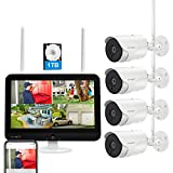 [8CH w. IPS Screen] XMARTO 8CH Wireless Security Camera System with HD Monitor NVR and 2-Way Audio Home Surveillance Cameras(5MP 8CH NVR,1TB Hard Disk and Cloud Storage,Works with Alexa,Plug N Play)