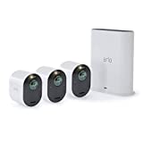 Arlo Ultra - 4K UHD Wire-Free Security 3 Camera System | Indoor/Outdoor with Color Night Vision, 180° View, 2-Way Audio, Spotlight, Siren | Compatible with Alexa and Homekit | (VMS534) (Renewed)
