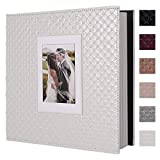 RECUTMS 60 Pages DIY Scrap book Photo Album 4x6 5x7 8x10 Pictures PU Leather Cover Wedding Photo Album Baby Picture Book Family Pictures of Any Size Scrapbook Album(White)