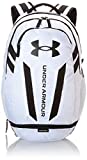 Under Armour Hustle Backpack, White (100)/Black, One Size Fits All