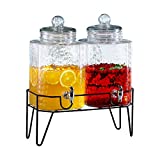 Style Setter Hamburg Dispensers with Stand (Set of 2), Glass, 1.5 Gallons Each