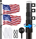 FFILY Flag Pole for Outside In Ground - 25 FT Heavy Duty Telescopic Flagpole Kit for Yard - Extra Thick Outdoor Telescoping Flag Poles with 3x5 American Flag for Residential or Commercial, Black
