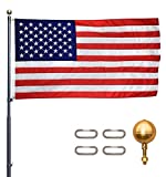 Titan Telescoping Flag Poles, 25ft Dark Bronze - American Made Heavy Duty Flag Pole Kit with Anodized Aluminum Telescoping Flag Pole, 4 x 6 American Flag, Hardware for 2 Flags, Assembly Instructions