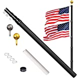 WeValor 30ft Telescopic Flag Pole Kit, Adjustable Heavy Duty Aluminum In Ground Telescoping Flag Pole with 3x5 American Flag, Outdoor Old Glory Flagpole Kits for Yard, Residential or Commercial, Black