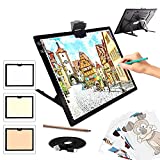 A3 Light Pad, TOHETO Wireless Battery Powered Light Box 3 Colors Stepless Dimmable and 6 Levels of Brightness Light Board for Tracing, Rechargeable LED Copy Board for Diamond Painting, Sketching