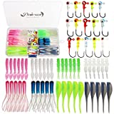 Dovesun 110pcs Crappie Lures with Jig Heads Hooks Kit- Soft Plastic Grubs-Tubes Bait 80Pcs 1/8 1/16 1/32 oz 30Pcs Crappie Jigs Fishing Lures Kit for Saltwater Freshwater Fishing