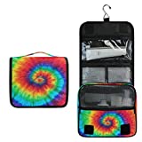Tie Dye Hanging Toiletry Bag,Rainbow Swirl Tie Dye Makeup Bag Travel Cosmetic Bag Pouch Organizer for Traveling Accessories Kit, Bathroom Shower, Toiletries, Gifts for Women Men Kids Boy Girl