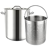 ARC 64QT Large Crawfish Seafood Boil Pot with Basket,Stainless Steel Stock Pot with Strainer,Outdoor Propane Turkey Fryer Pot,Perfect for Lobster Crab Boil and Shrimp Boil,16 Gallon
