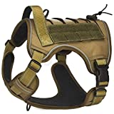 CBBPET Tactical Dog Harness No Pull,Reflective Military Dog Harness,Tactical Dog Vest with Molle & Sturdy Handle, Front Leash Clip, Breathable Reflective Military Dog Harness for Training Walking