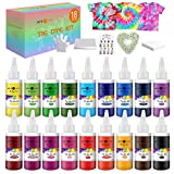 HTVRONT Tie Dye Kit for Kids and Adults - 18 Colors 80ML Pre-Filled Bottles Permanent Non-Toxic Tye Dye Kits for Clothing T-Shirt Fabric Textile Craft Party Handmade Project(Just Add Water)