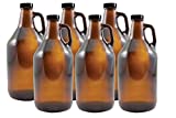 True Fabrications Set of 6 - 1/2 gal Amber Beer Growlers - Comes with 12 Extra Poly Seal Caps