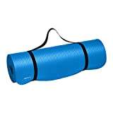 Amazon Basics Extra Thick Exercise Yoga Gym Floor Mat with Carrying Strap - 74 x 24 x .5 Inches, Blue