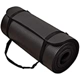 BalanceFrom GoCloud All-Purpose 1-Inch Extra Thick High Density Anti-Tear Exercise Yoga Mat with Carrying Strap (Black), 71' Long 24' Wide