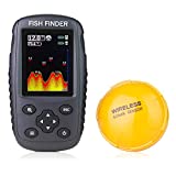 Venterior Portable Rechargeable Fish Finder Wireless Sonar Sensor Fishfinder Depth Locator with Fish Size, Water Temperature, Bottom Contour, Color LCD Display